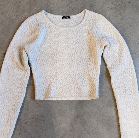 White Long Sleeve Stretch Top Size S - Picture 4 of 6